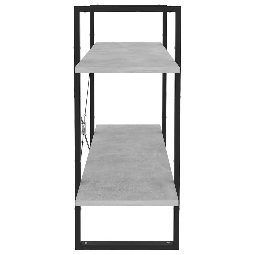 2-tasoinen kirjahylly betoninharmaa 100x30x70 cm lastulevy - Sisustajankoti.fi