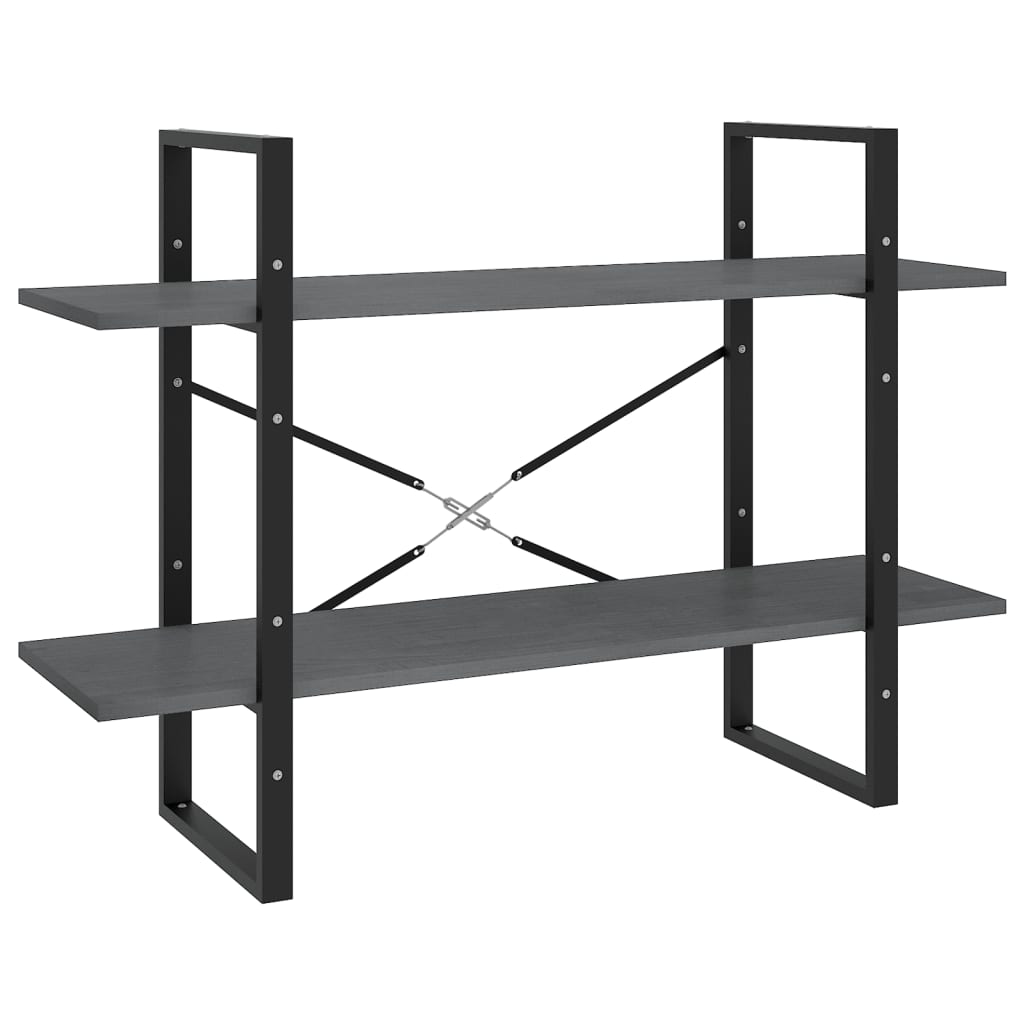2-tasoinen kirjahylly harmaa 100x30x70 cm täysi mänty - Sisustajankoti.fi