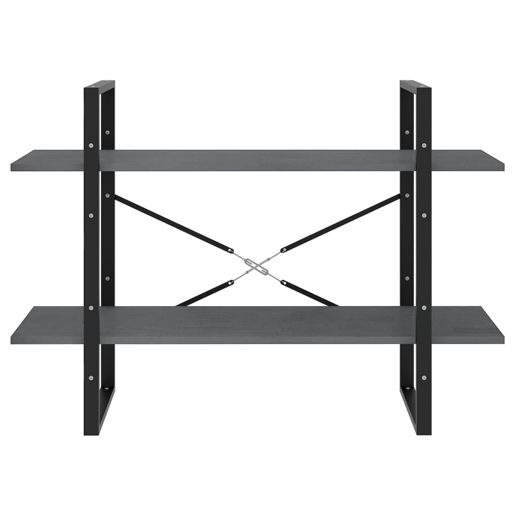 2-tasoinen kirjahylly harmaa 100x30x70 cm täysi mänty - Sisustajankoti.fi