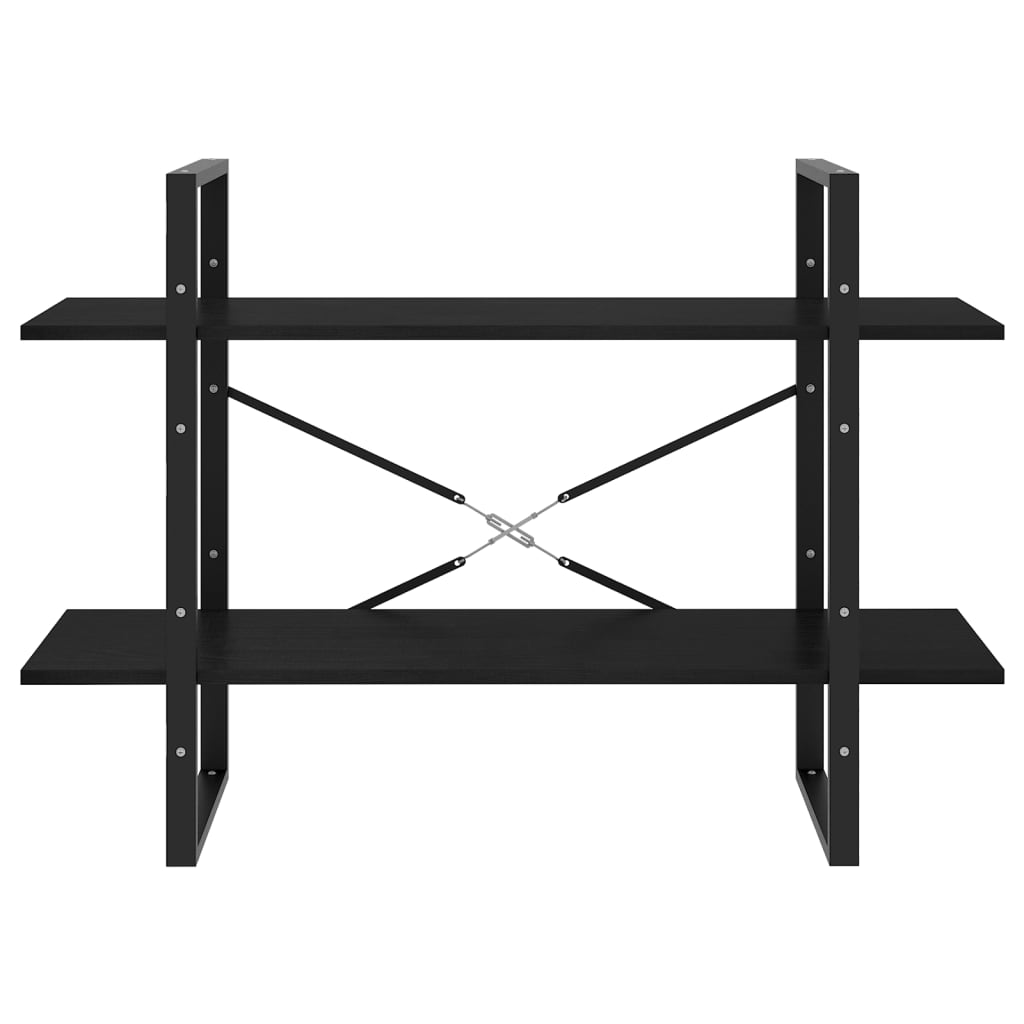 2-tasoinen kirjahylly musta 100x30x70 cm täysi mänty - Sisustajankoti.fi