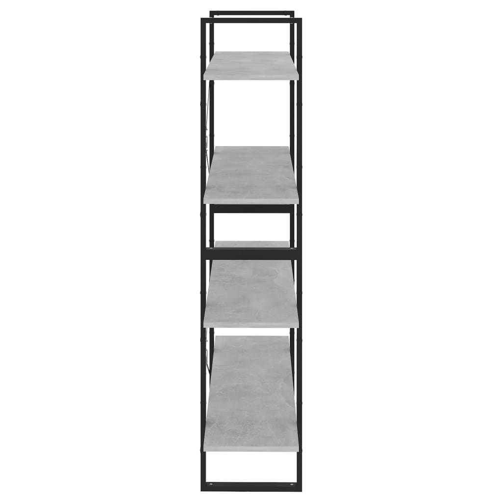 4-tasoinen kirjahylly betoninharmaa 100x30x140 cm lastulevy - Sisustajankoti.fi