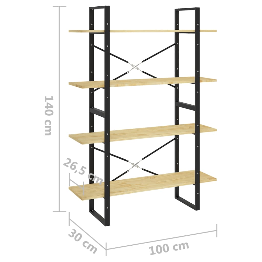 4-tasoinen kirjahylly 100x30x140 cm täysi mänty - Sisustajankoti.fi
