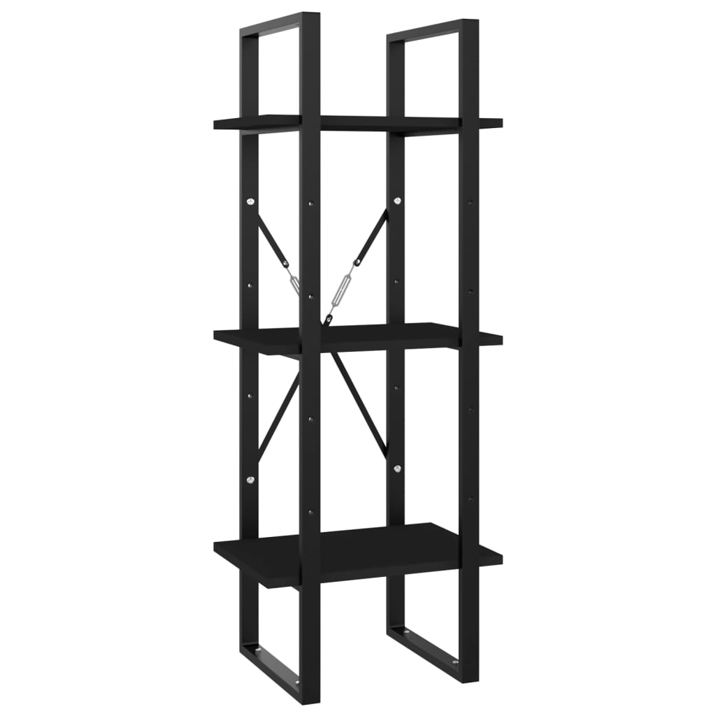 3-tasoinen kirjahylly musta 40x30x105 cm lastulevy - Sisustajankoti.fi