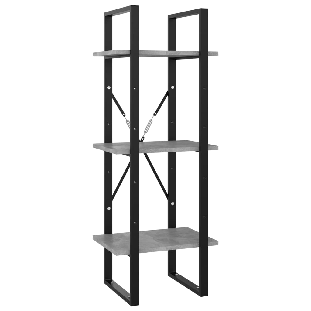 3-tasoinen kirjahylly betoninharmaa 40x30x105 cm lastulevy - Sisustajankoti.fi