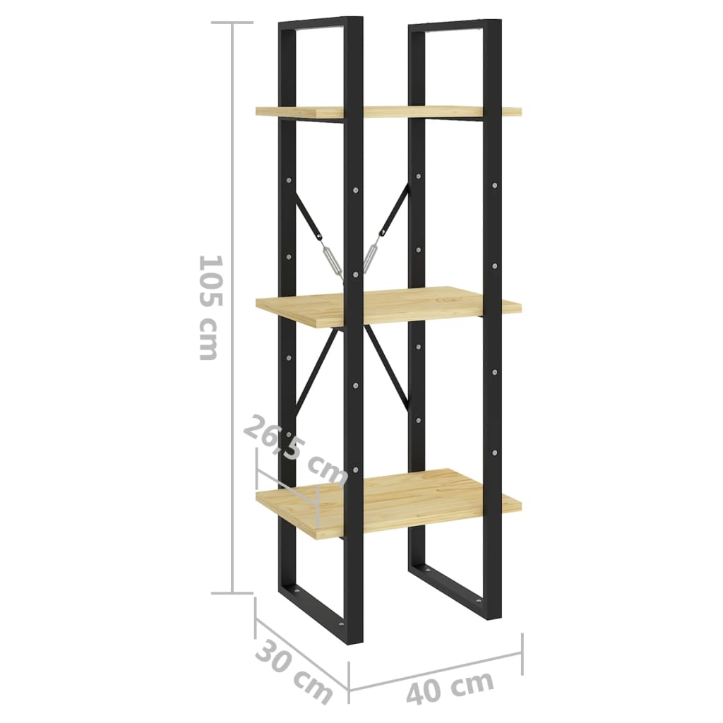 3-tasoinen kirjahylly 40x30x105 cm täysi mänty - Sisustajankoti.fi