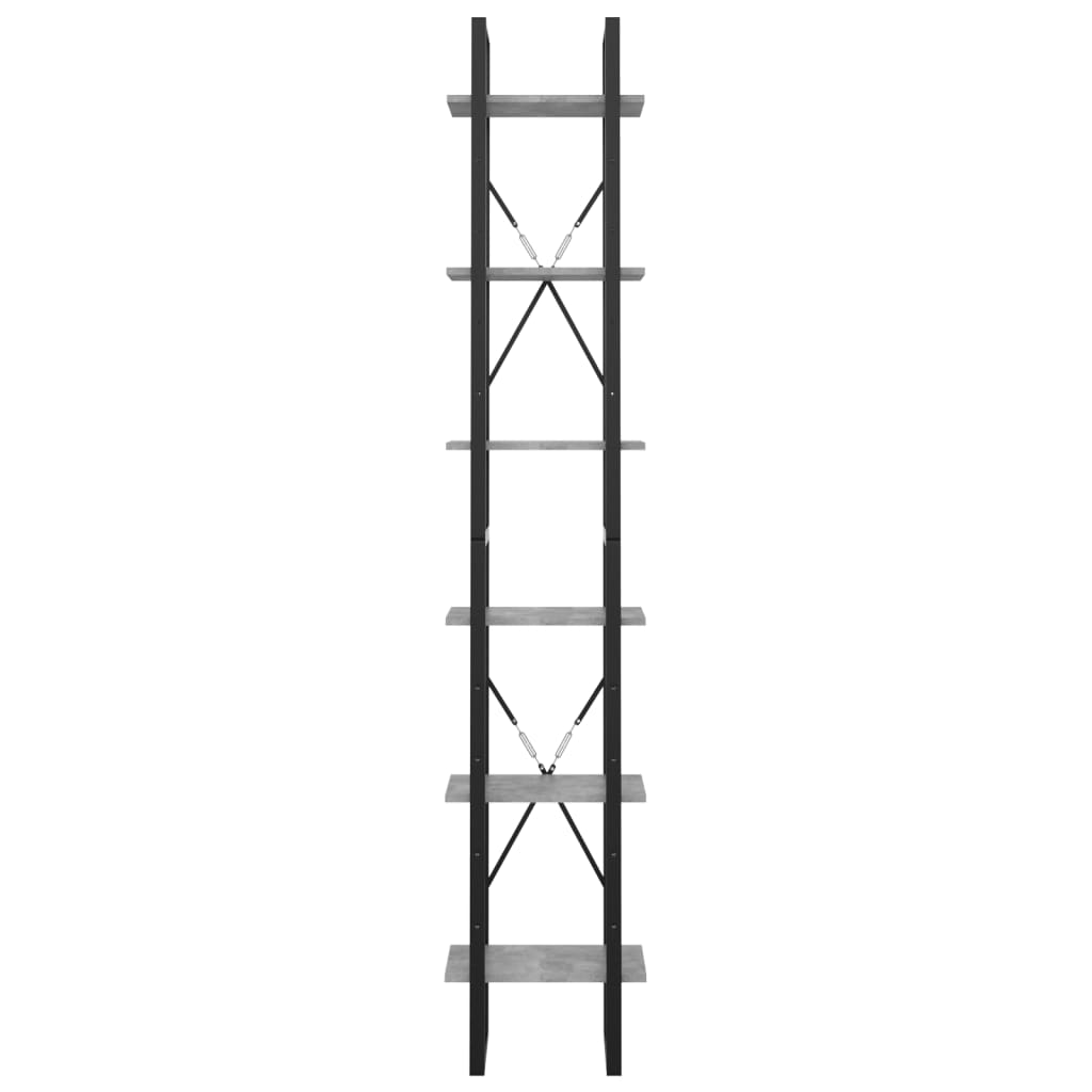 6-tasoinen kirjahylly betoninharmaa 40x30x210 cm lastulevy - Sisustajankoti.fi