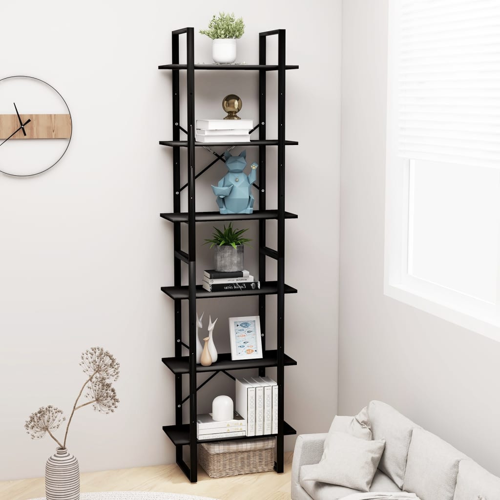 Säilytyshylly musta 60x30x210 cm tekninen puu - Sisustajankoti.fi