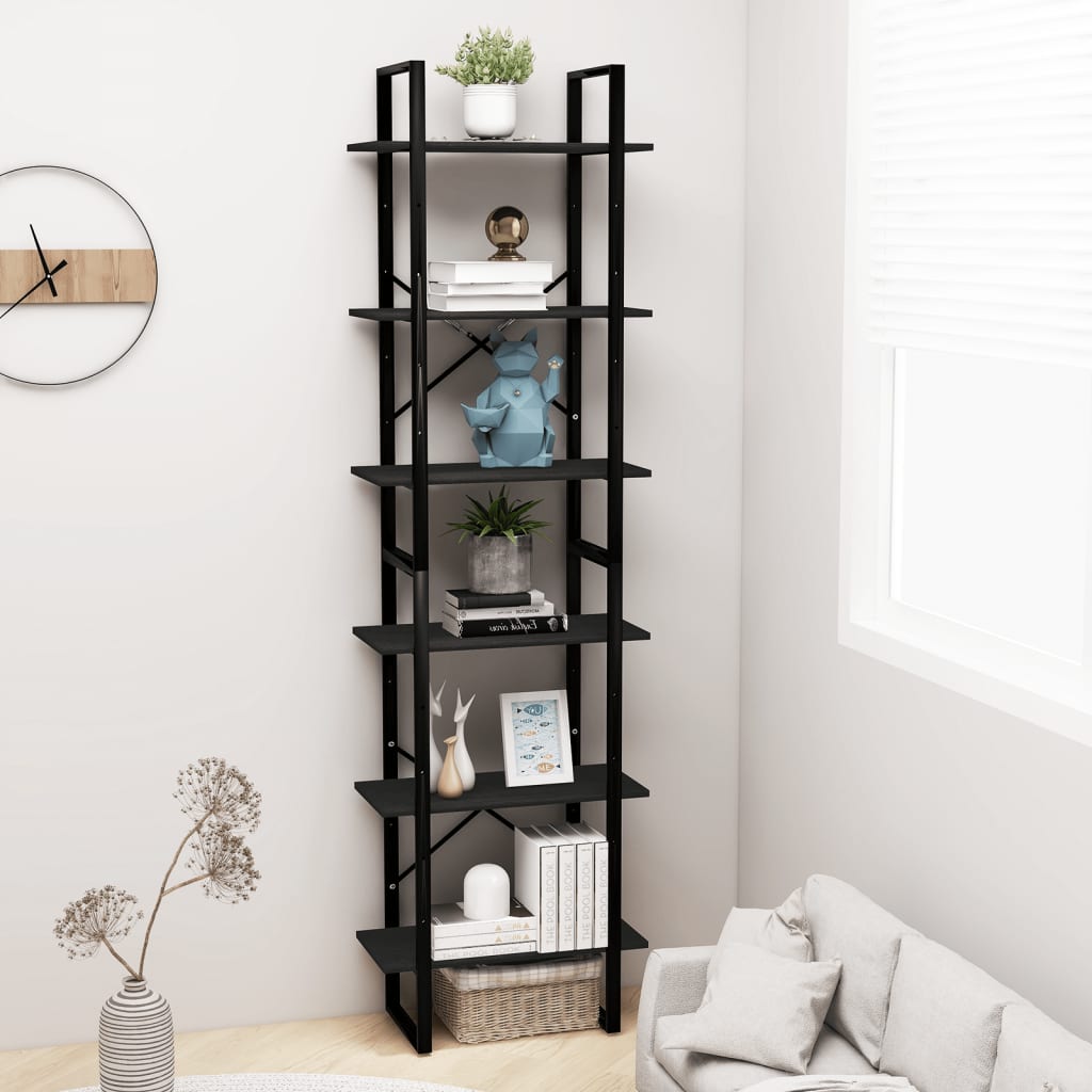 Säilytyshylly musta 60x30x210 cm täysi mänty - Sisustajankoti.fi