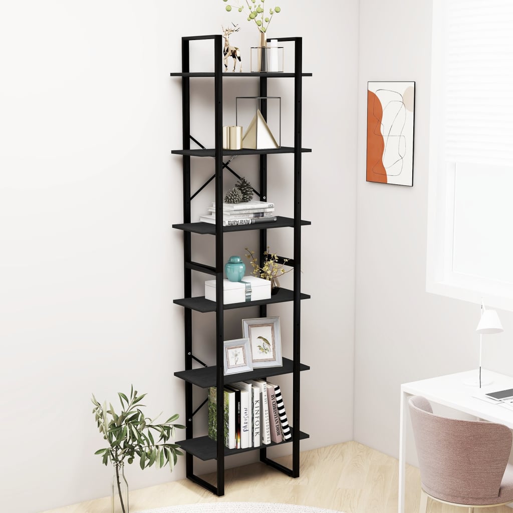 Säilytyshylly musta 60x30x210 cm täysi mänty - Sisustajankoti.fi
