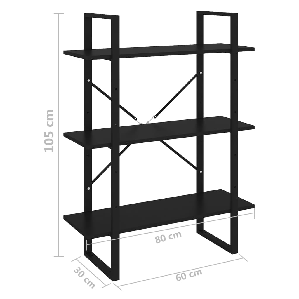 Kirjahylly musta 80x30x105 cm lastulevy - Sisustajankoti.fi