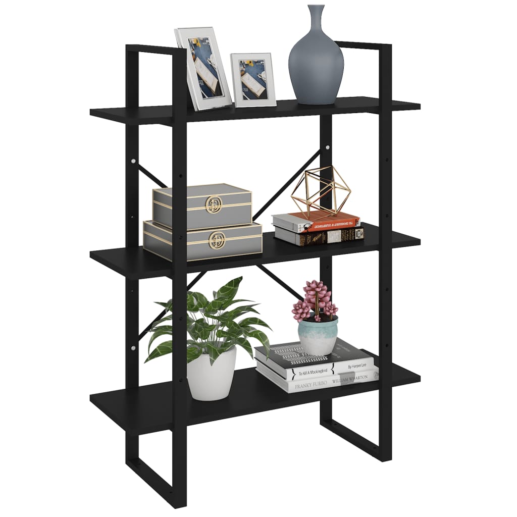 Kirjahylly musta 80x30x105 cm lastulevy - Sisustajankoti.fi