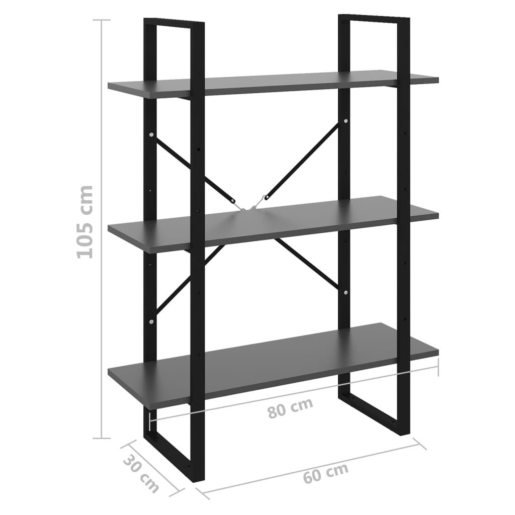 Kirjahylly harmaa 80x30x105 cm lastulevy - Sisustajankoti.fi