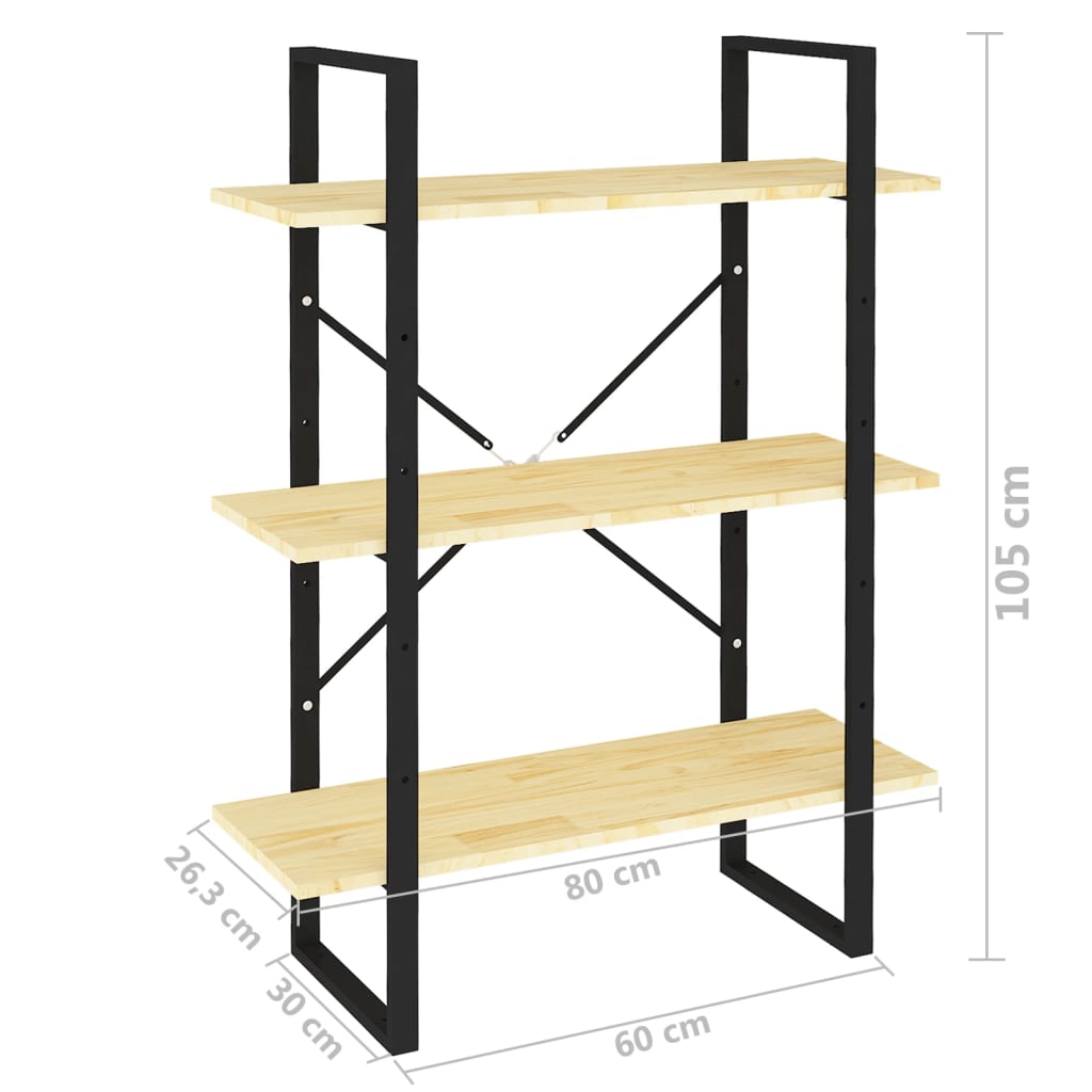 3-tasoinen kirjahylly 80x30x105 cm täysi mänty - Sisustajankoti.fi