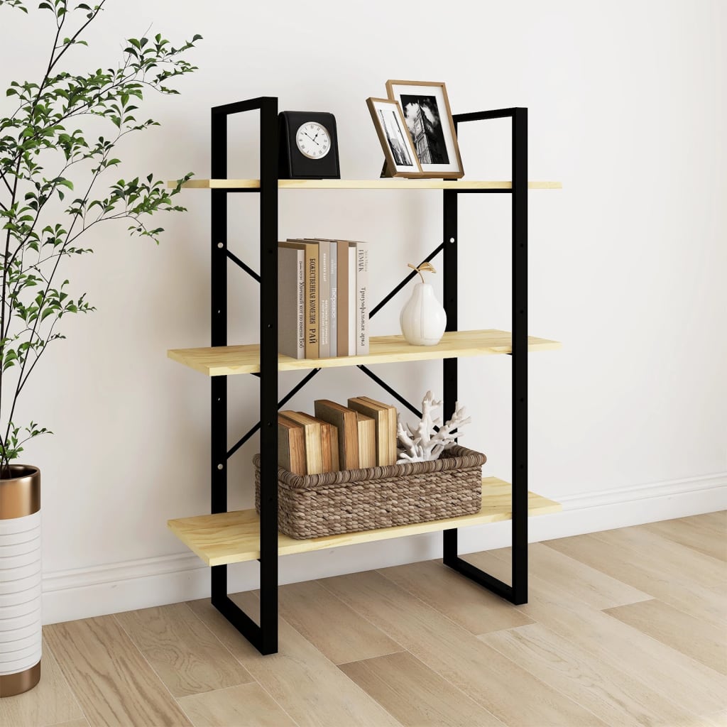 3-tasoinen kirjahylly 80x30x105 cm täysi mänty - Sisustajankoti.fi