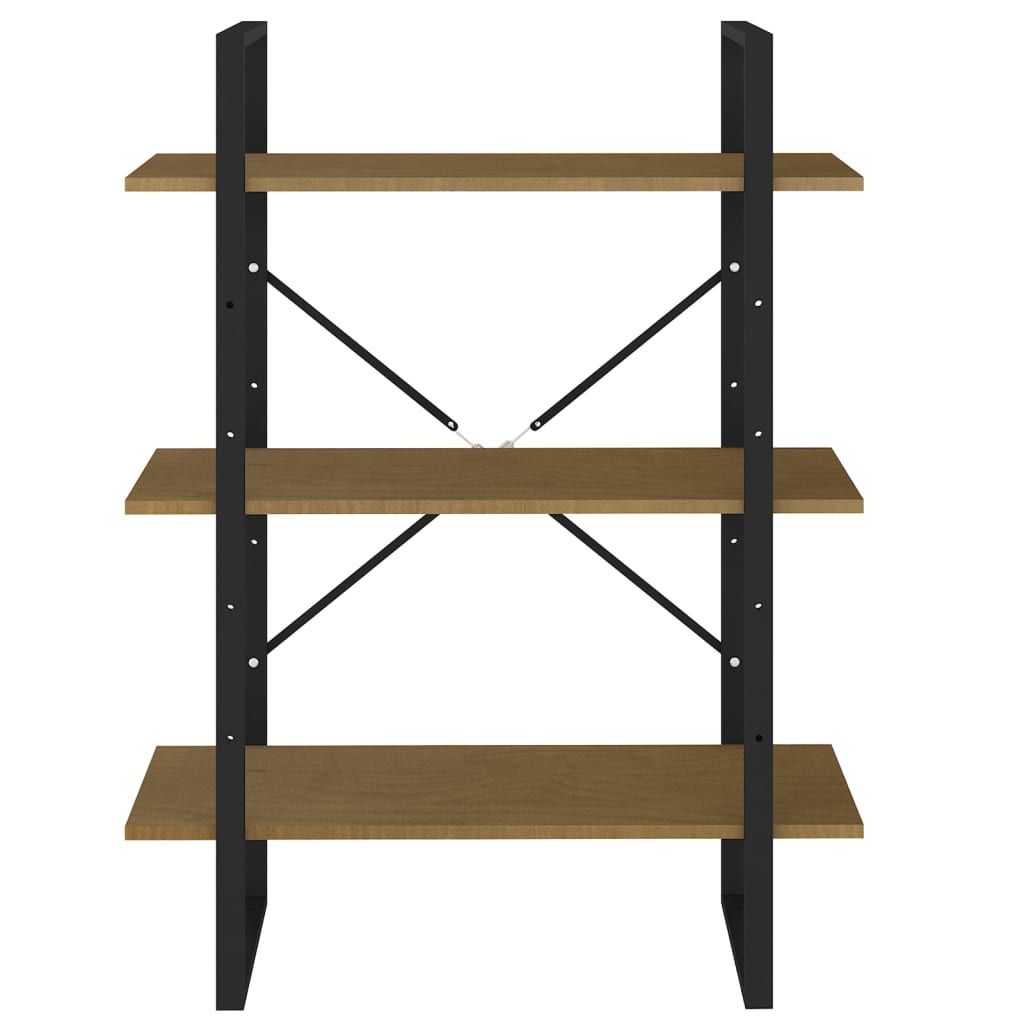 3-tasoinen kirjahylly ruskea 80x30x105 cm täysi mänty - Sisustajankoti.fi