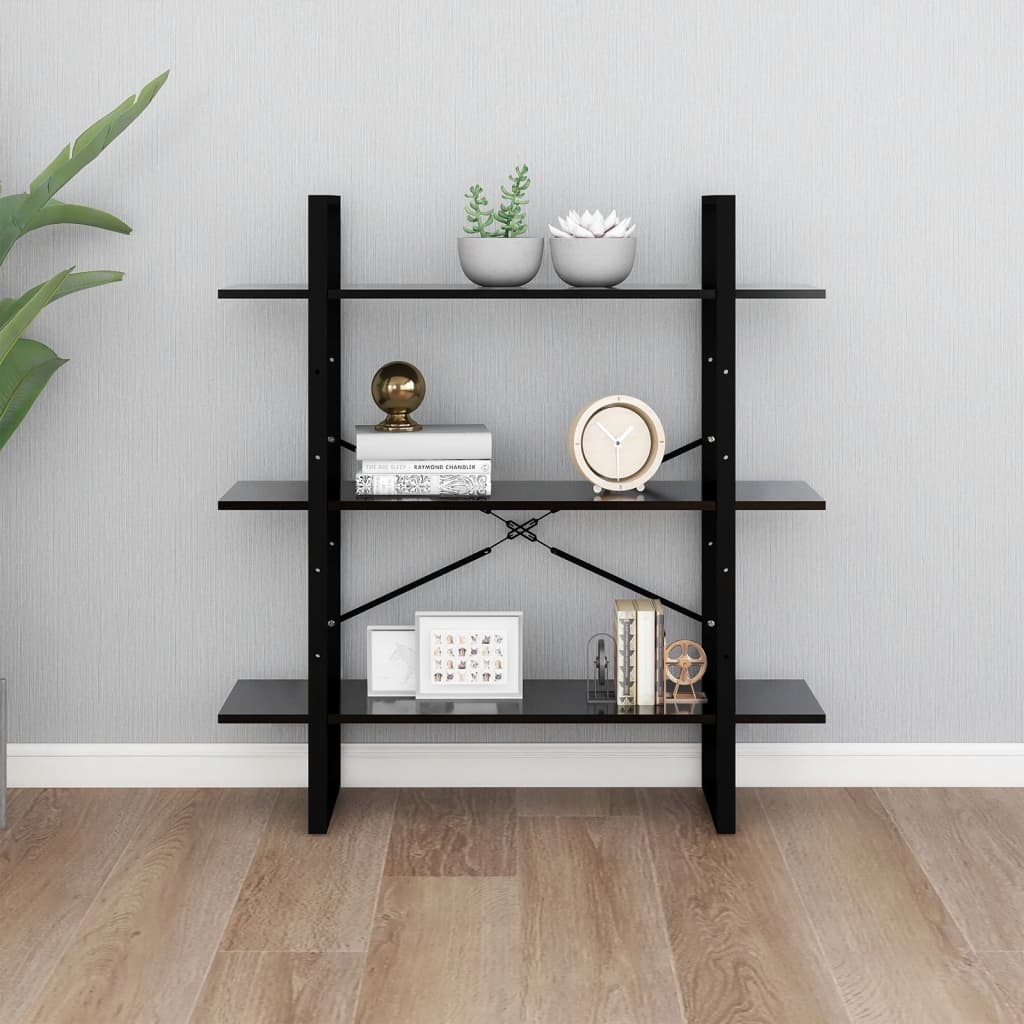 Kirjahylly musta 100x30x105 cm lastulevy - Sisustajankoti.fi