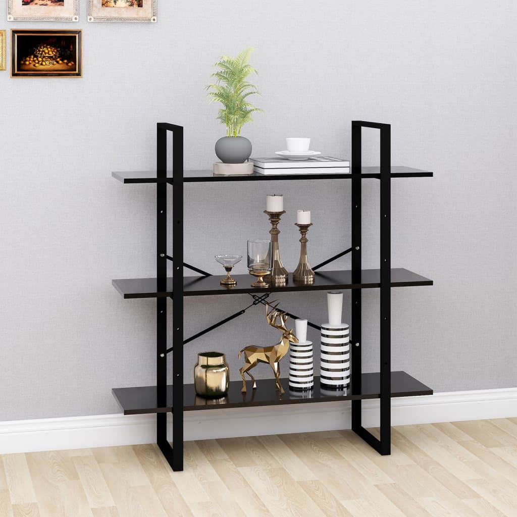 Kirjahylly musta 100x30x105 cm lastulevy - Sisustajankoti.fi