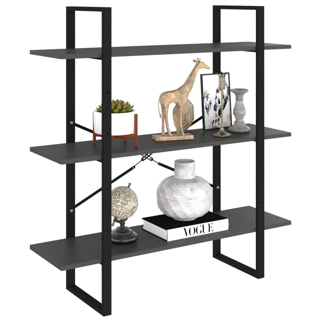 Kirjahylly betoninharmaa 100x30x105 cm lastulevy - Sisustajankoti.fi