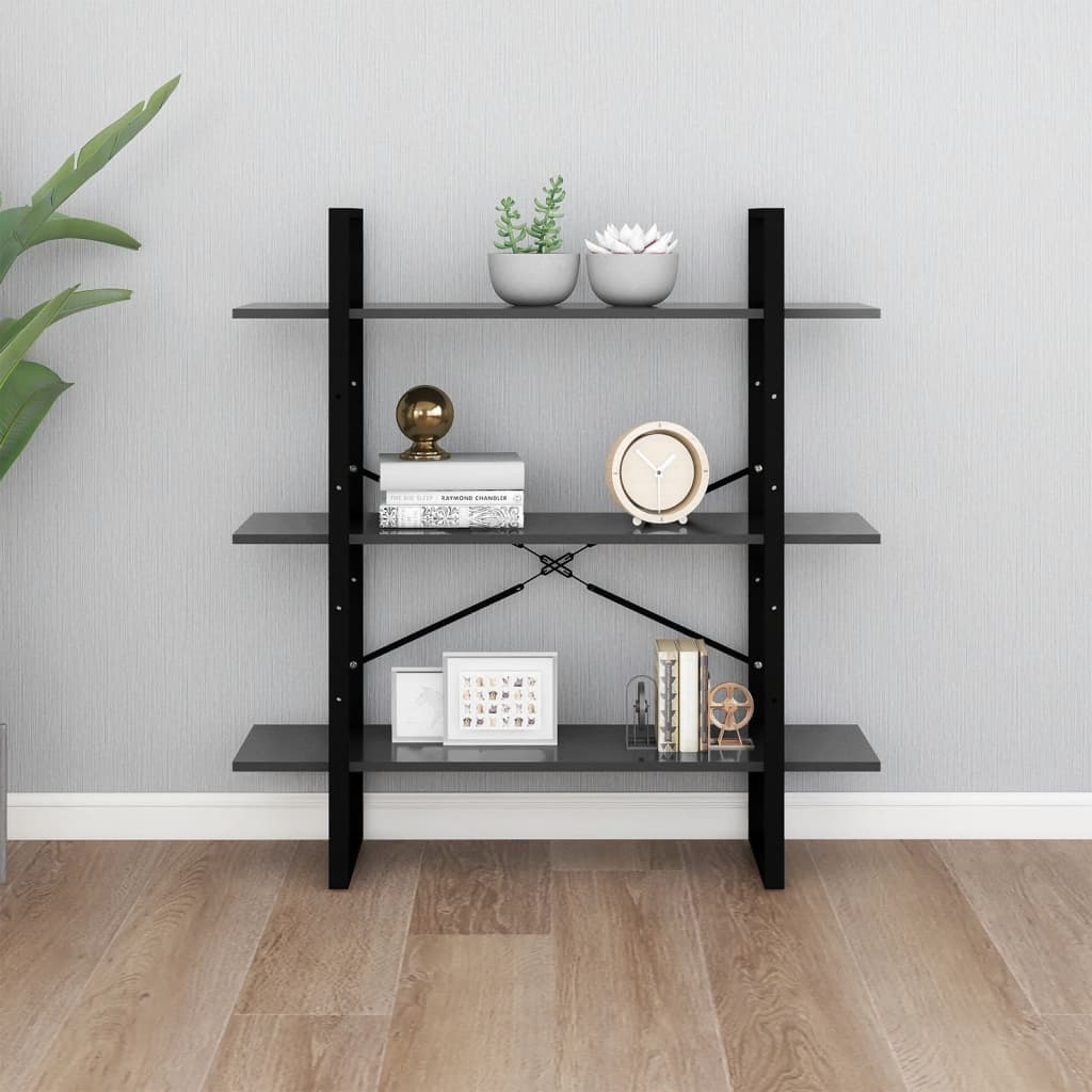Kirjahylly betoninharmaa 100x30x105 cm lastulevy - Sisustajankoti.fi