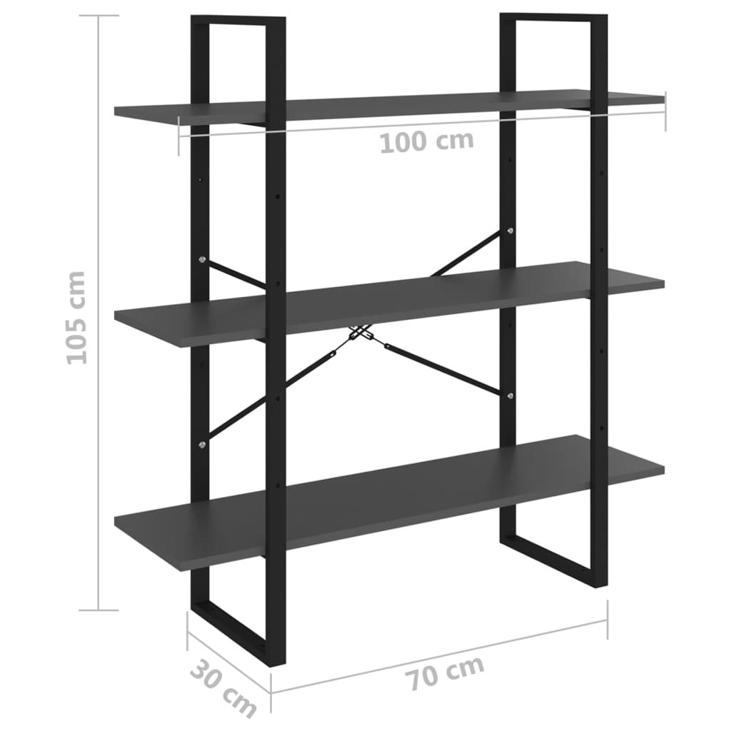 Kirjahylly betoninharmaa 100x30x105 cm lastulevy - Sisustajankoti.fi