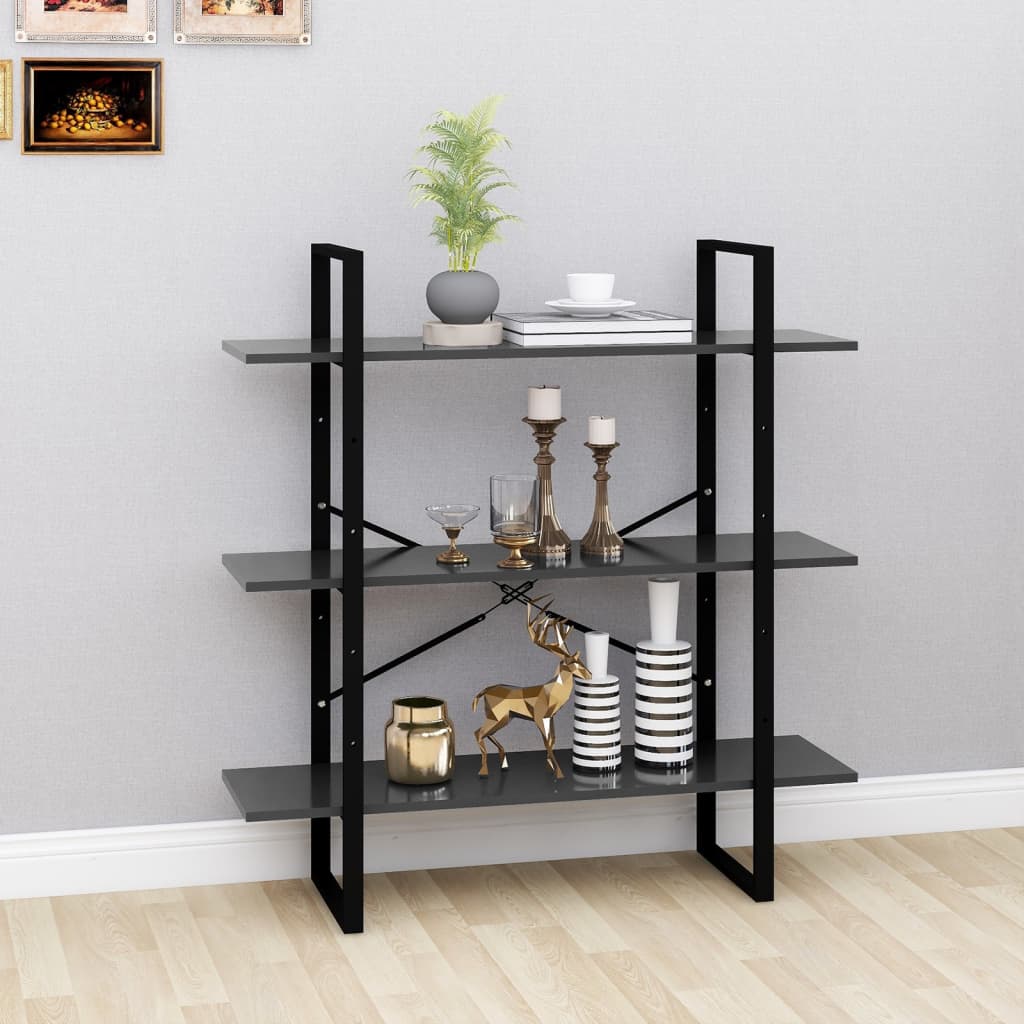 Kirjahylly betoninharmaa 100x30x105 cm lastulevy - Sisustajankoti.fi