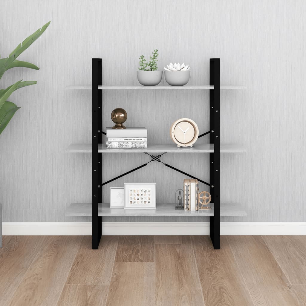 Kirjahylly betoninharmaa 100x30x105 cm lastulevy - Sisustajankoti.fi