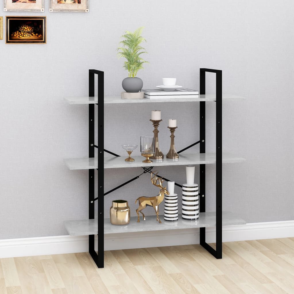 Kirjahylly betoninharmaa 100x30x105 cm lastulevy - Sisustajankoti.fi