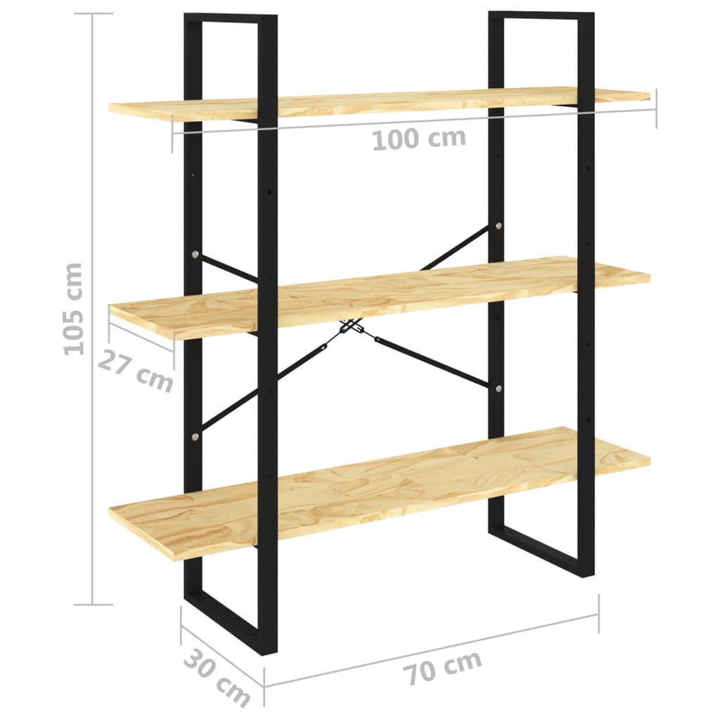 3-tasoinen kirjahylly 100x30x105 cm täysi mänty - Sisustajankoti.fi