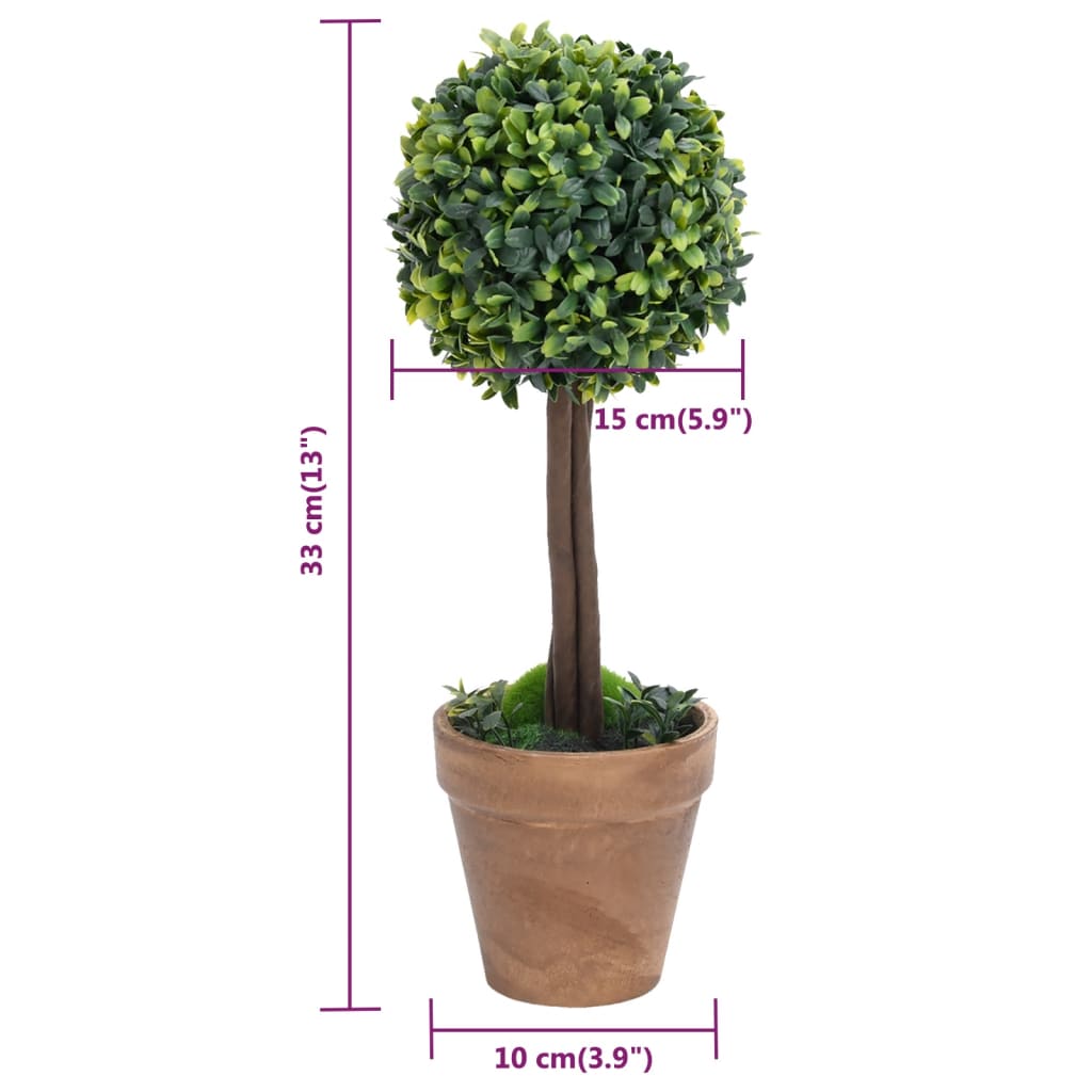 Keinotekoinen puksipuukasvi ruukussa 2 kpl vihreä pallo 33 cm - Sisustajankoti.fi