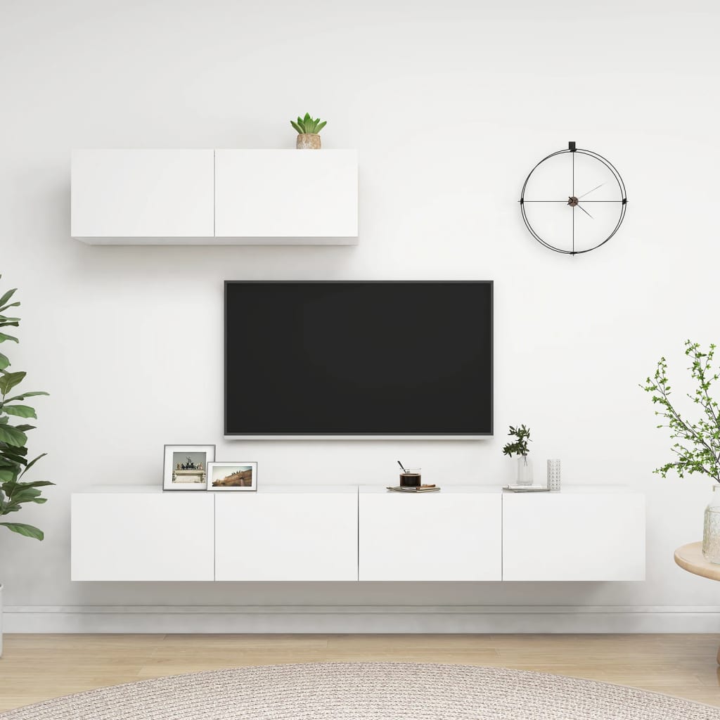 TV-taso 3 kpl valkoinen lastulevy - Sisustajankoti.fi