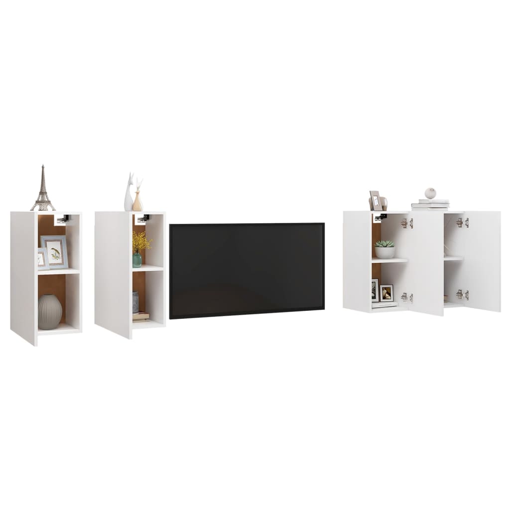 TV-tasot 4 kpl valkoinen 30,5x30x60 cm lastulevy - Sisustajankoti.fi