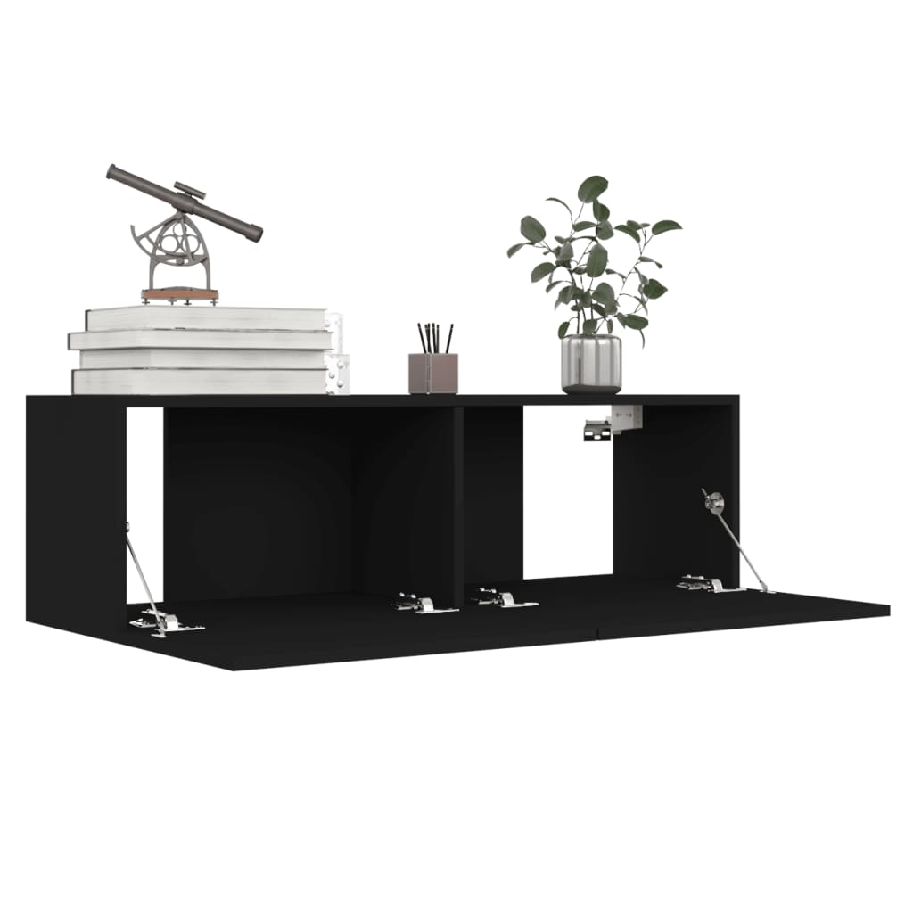 TV-tasot 4 kpl musta 100x30x30 cm lastulevy - Sisustajankoti.fi