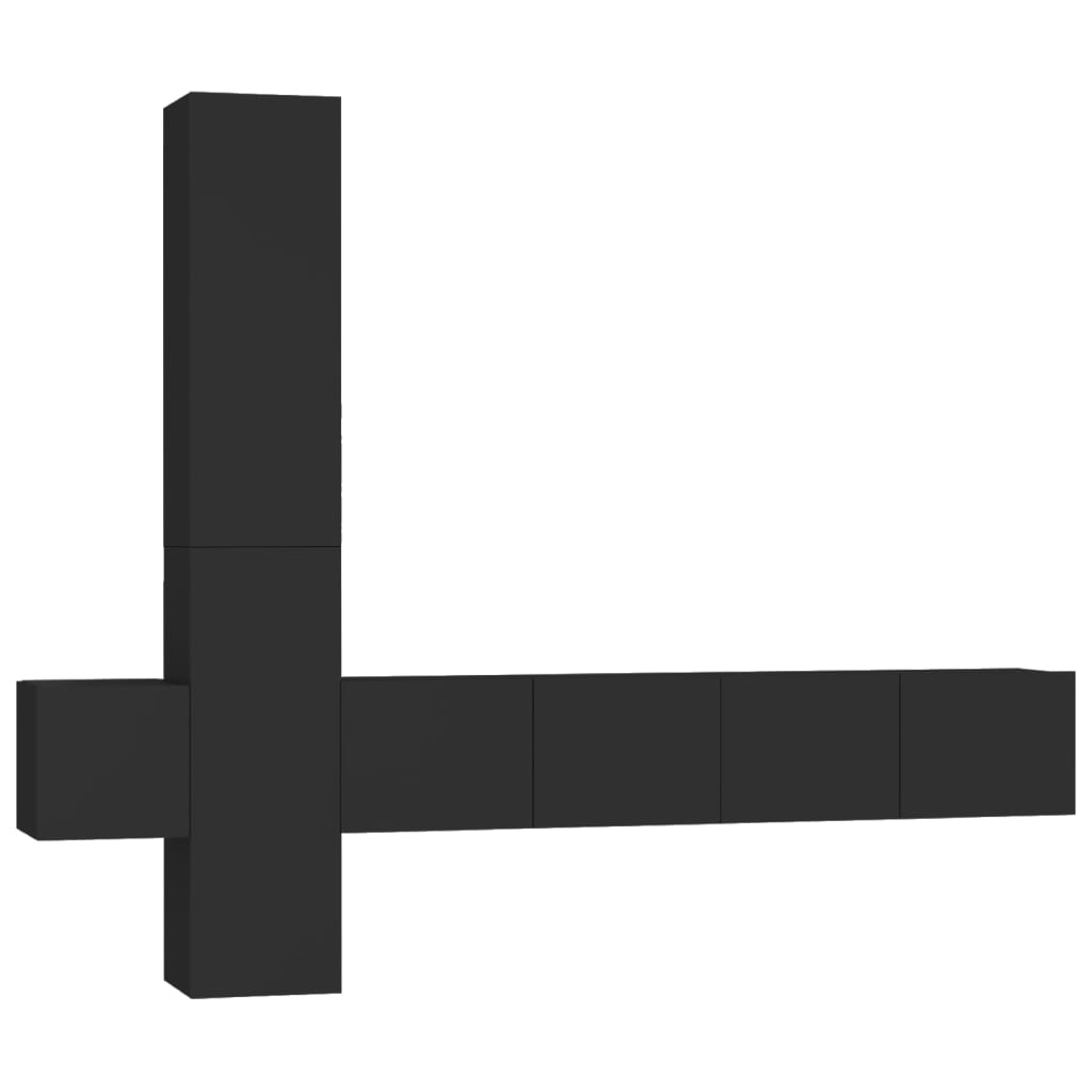 5-osainen TV-kaappisarja musta lastulevy - Sisustajankoti.fi