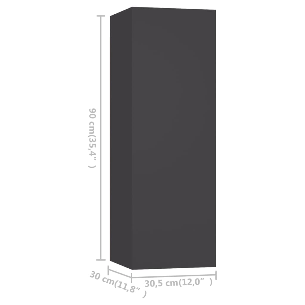 TV-tasot 4 kpl harmaa 30,5x30x90 cm lastulevy - Sisustajankoti.fi