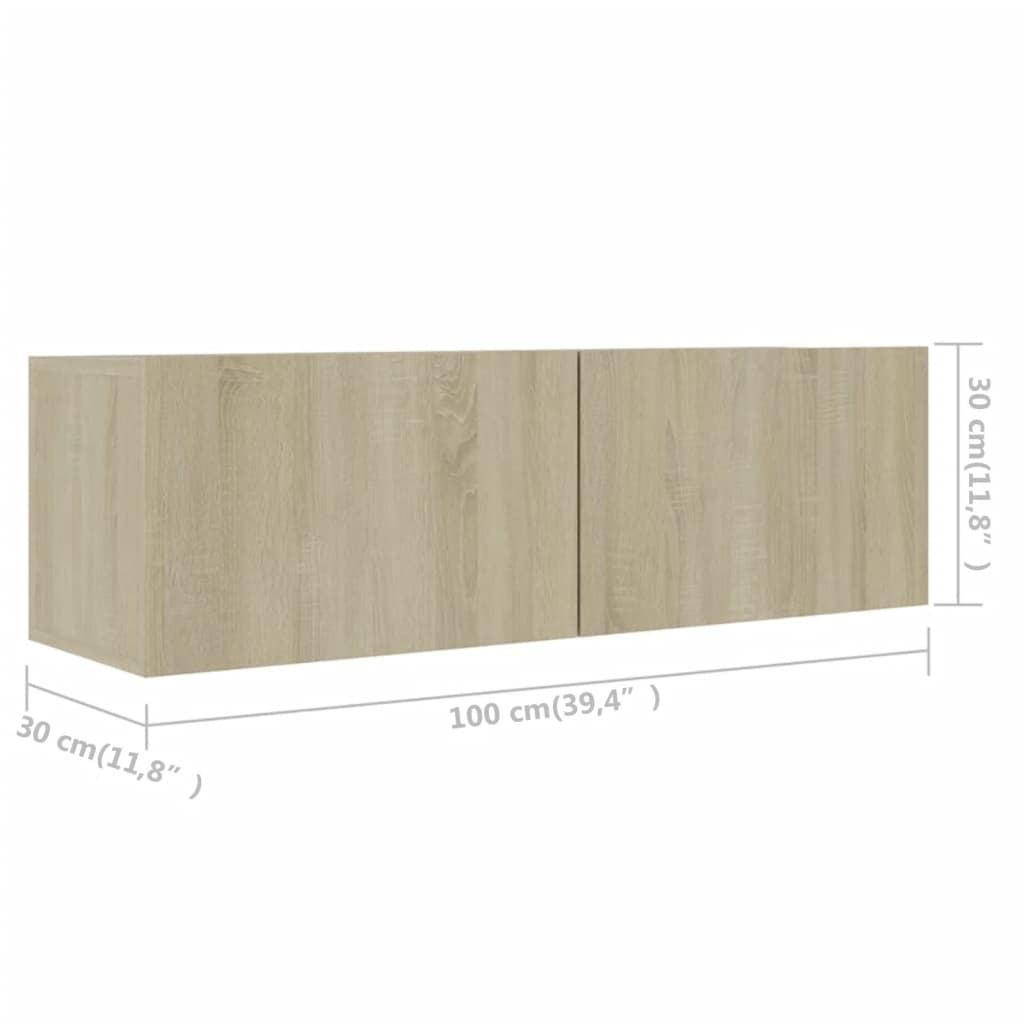 TV-tasot 4 kpl Sonoma-tammi 100x30x30 cm lastulevy - Sisustajankoti.fi