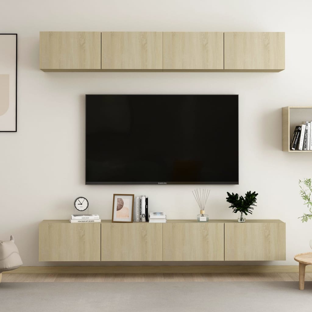 TV-tasot 4 kpl Sonoma-tammi 100x30x30 cm lastulevy - Sisustajankoti.fi