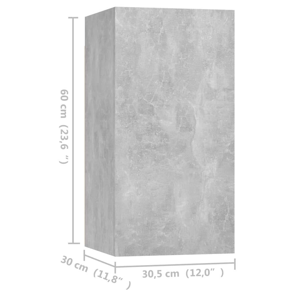 TV-tasot 4 kpl betoninharmaa 30,5x30x60 cm lastulevy - Sisustajankoti.fi