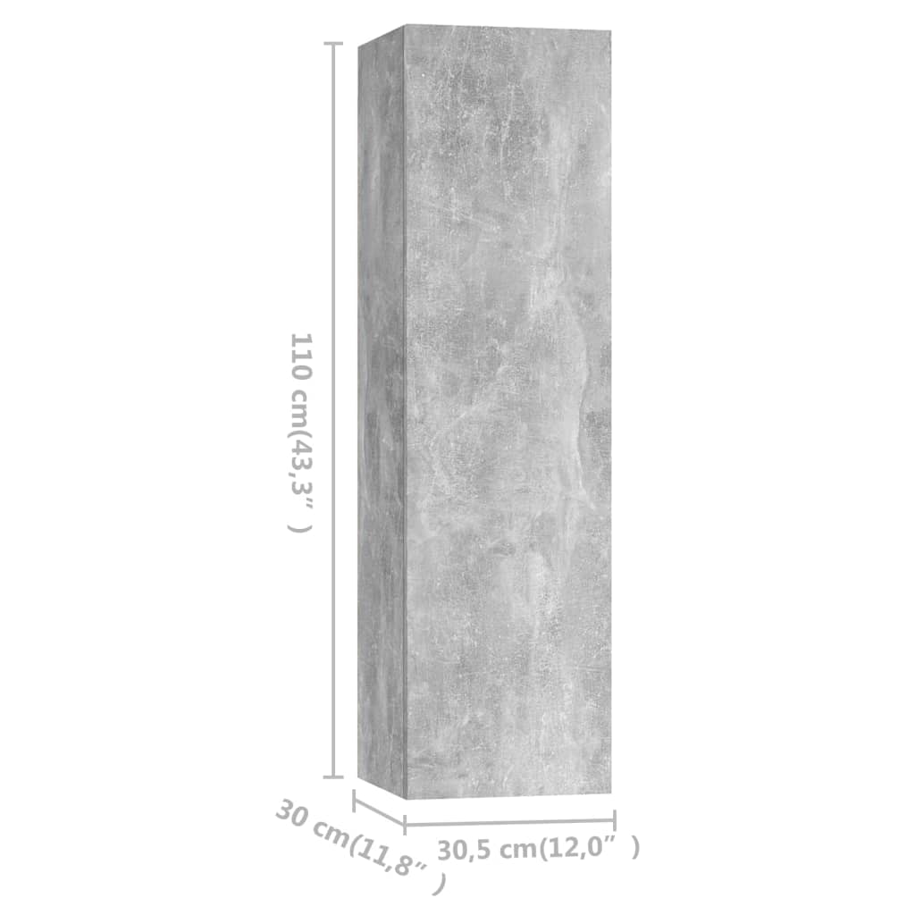 TV-tasot 4 kpl betoninharmaa 30,5x30x110 cm lastulevy - Sisustajankoti.fi