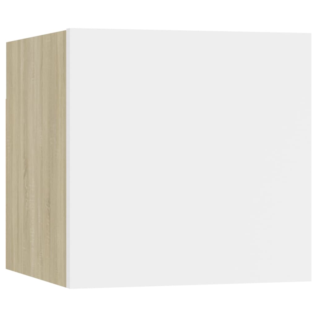 Seinäkiinnitettävät TV-tasot 8 kpl valkoinen/tammi 30,5x30x30cm - Sisustajankoti.fi