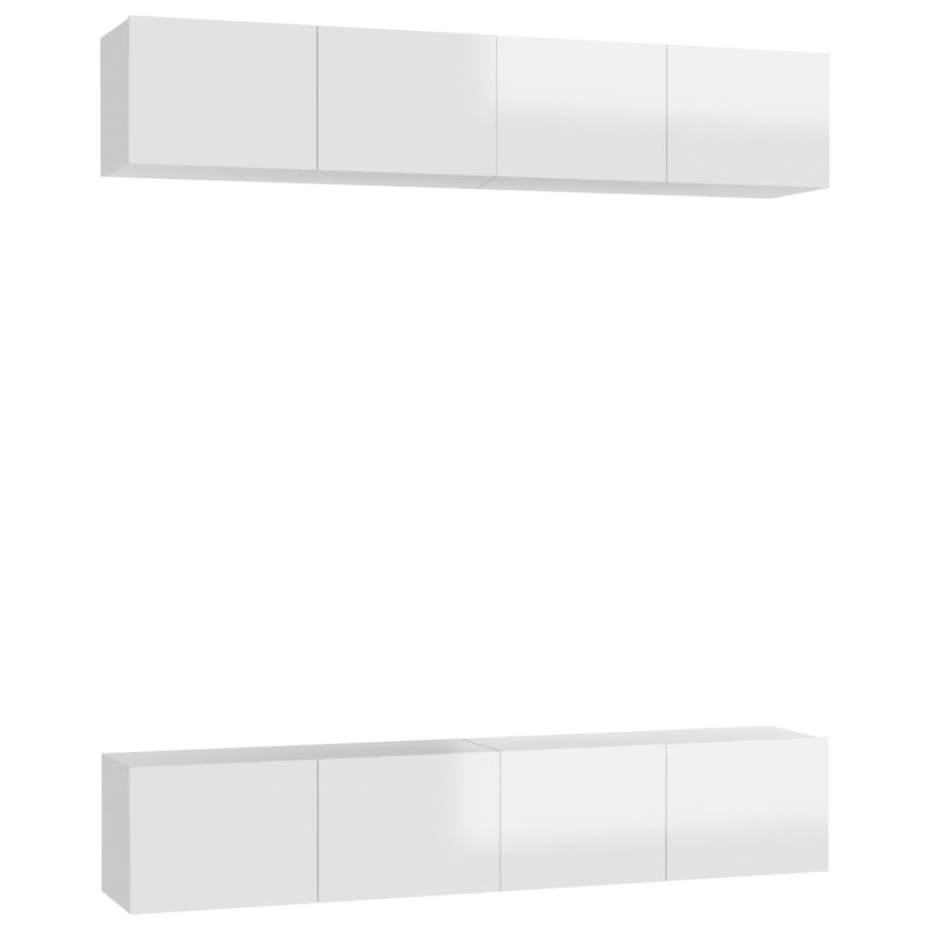 TV-tasot 4 kpl korkeakiilto valkoinen 80x30x30 cm lastulevy - Sisustajankoti.fi