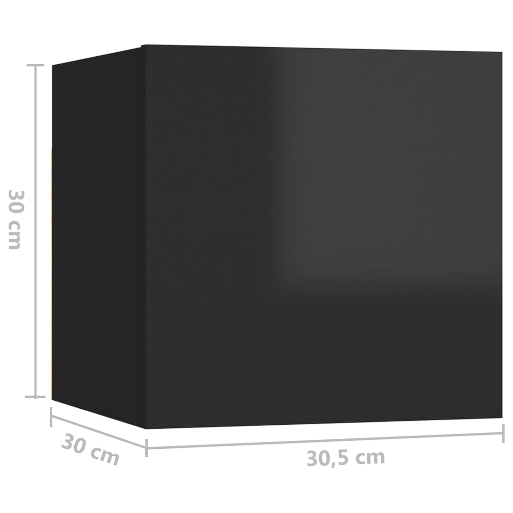 Seinäkiinnitettävä TV-taso 8 kpl kork.kiilt. musta 30,5x30x30cm - Sisustajankoti.fi