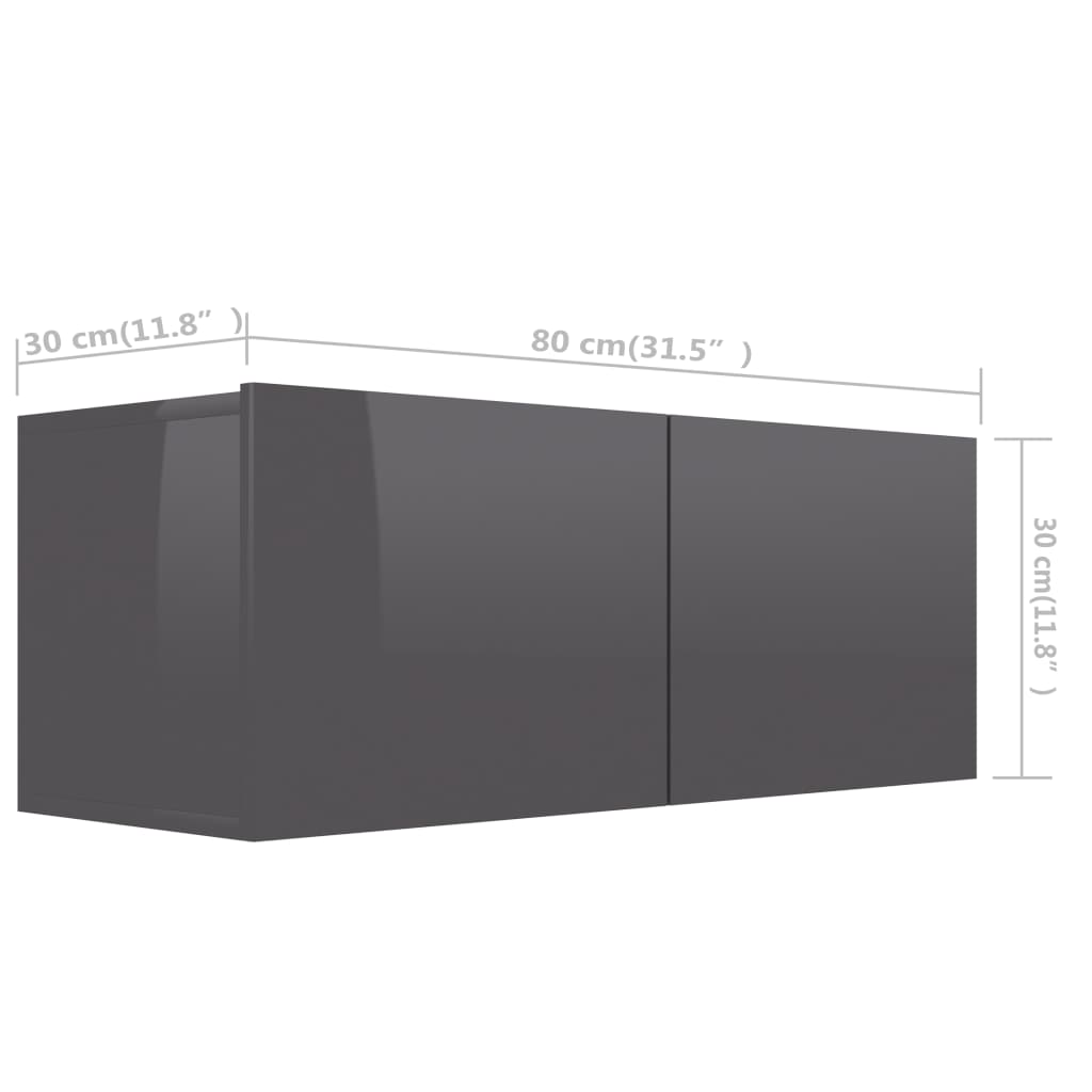TV-tasot 4 kpl korkeakiilto harmaa 80x30x30 cm lastulevy - Sisustajankoti.fi