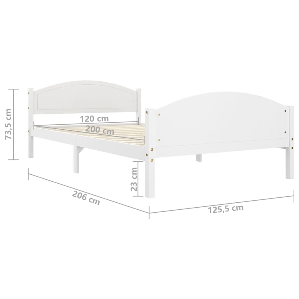 Sängynrunko valkoinen täysi mänty 120x200 cm - Sisustajankoti.fi