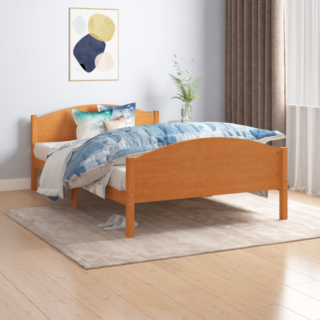 Sängynrunko hunajanruskea täysi mänty 120x200 cm - Sisustajankoti.fi