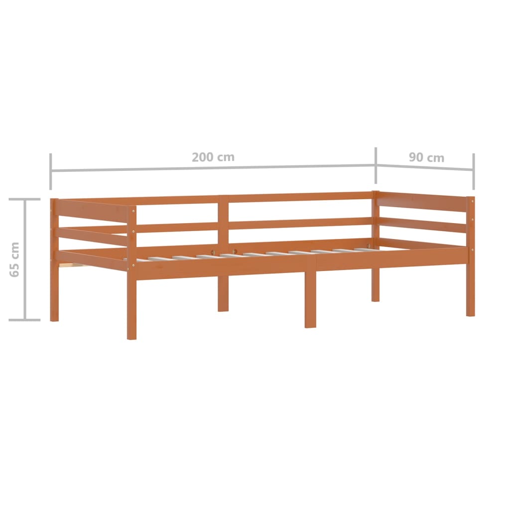 Sängynrunko hunajanruskea täysi mänty 90x200 cm - Sisustajankoti.fi