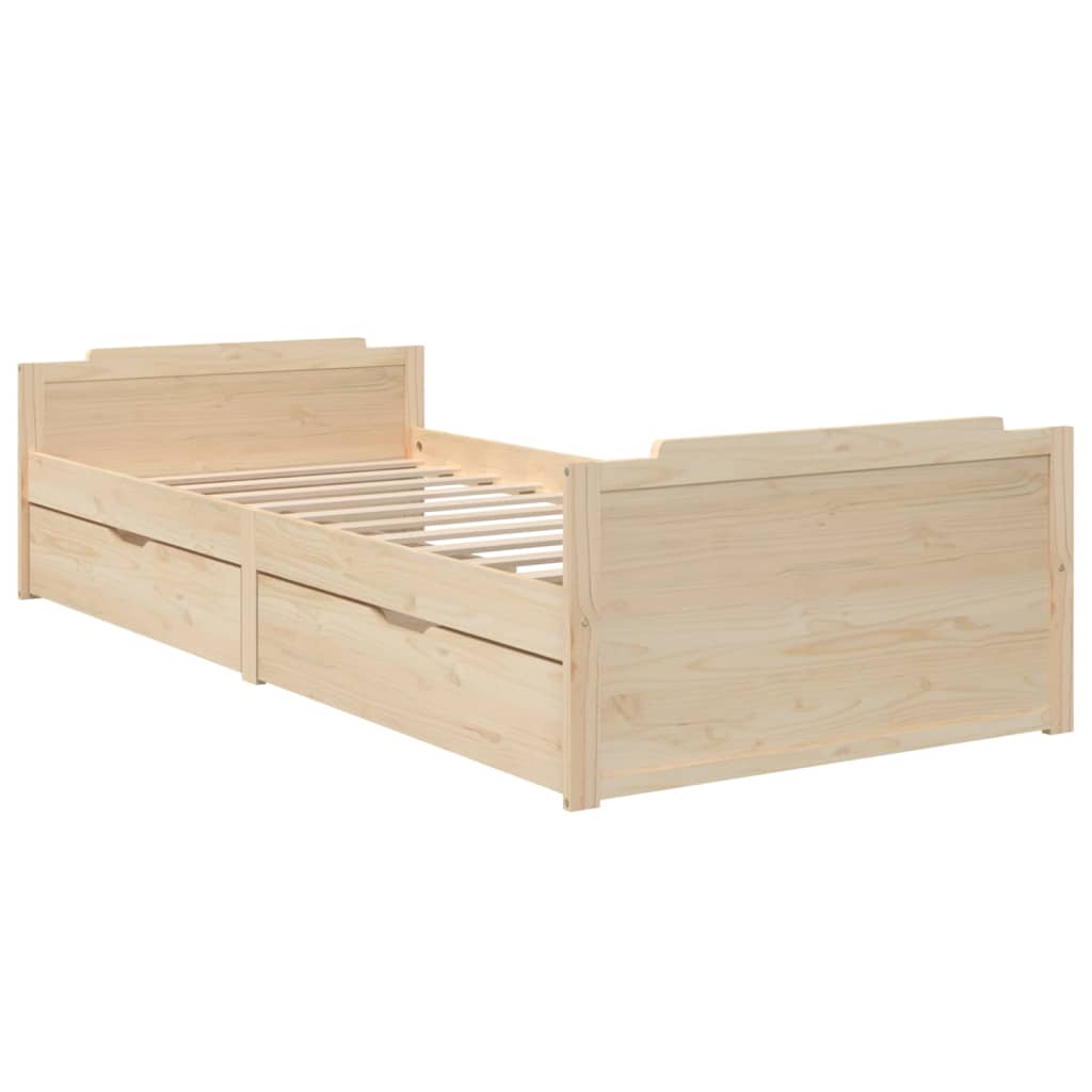 Sängynrunko vetolaatikoilla täysi mänty 90x200 cm - Sisustajankoti.fi