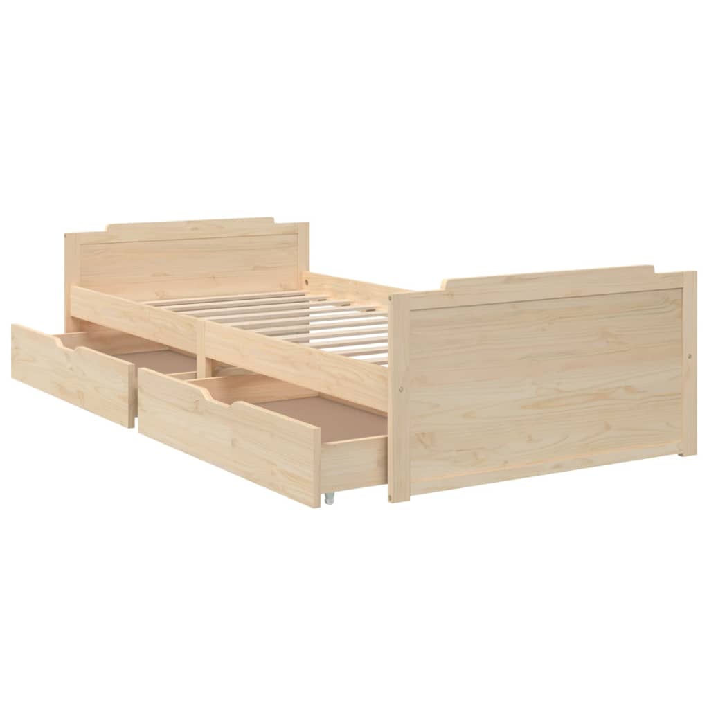 Sängynrunko vetolaatikoilla täysi mänty 90x200 cm - Sisustajankoti.fi