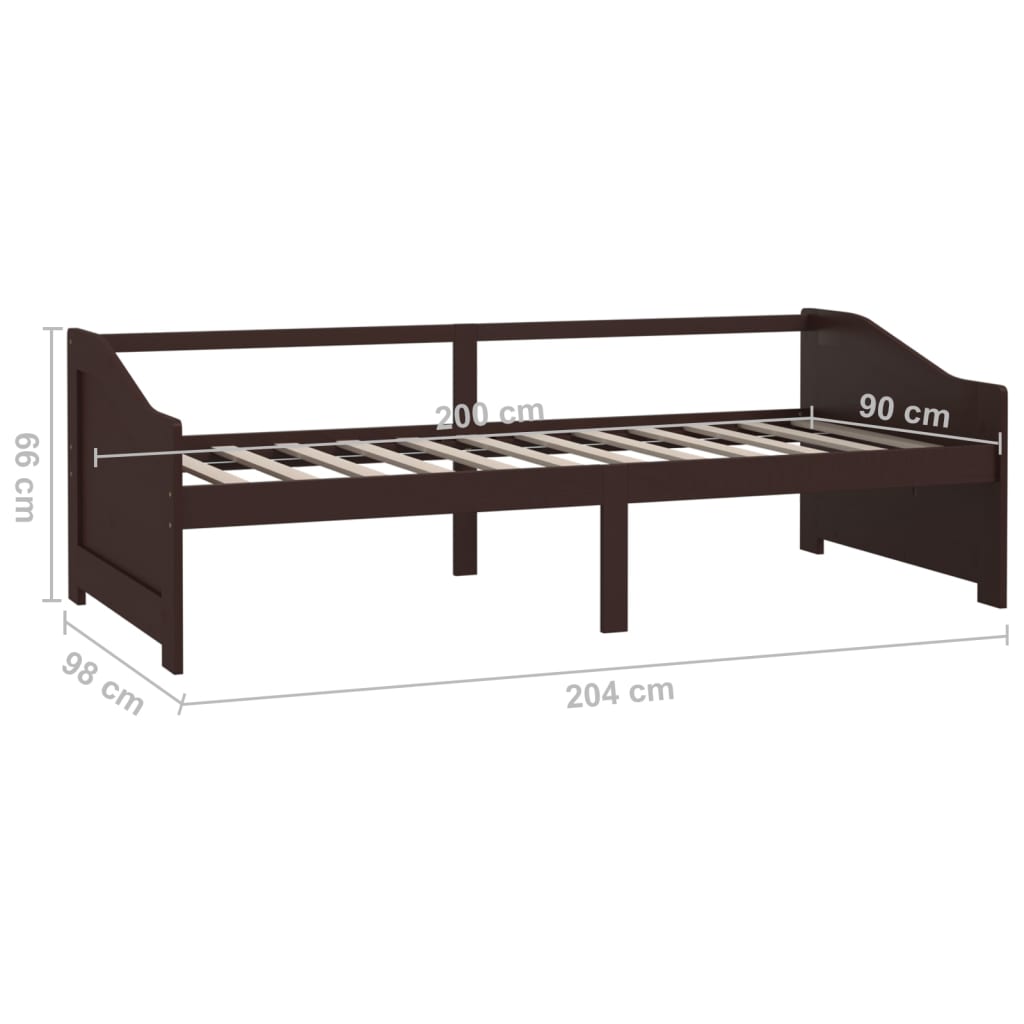 Päivävuode 3-istuttava tummanruskea täysi mänty 90x200 cm - Sisustajankoti.fi