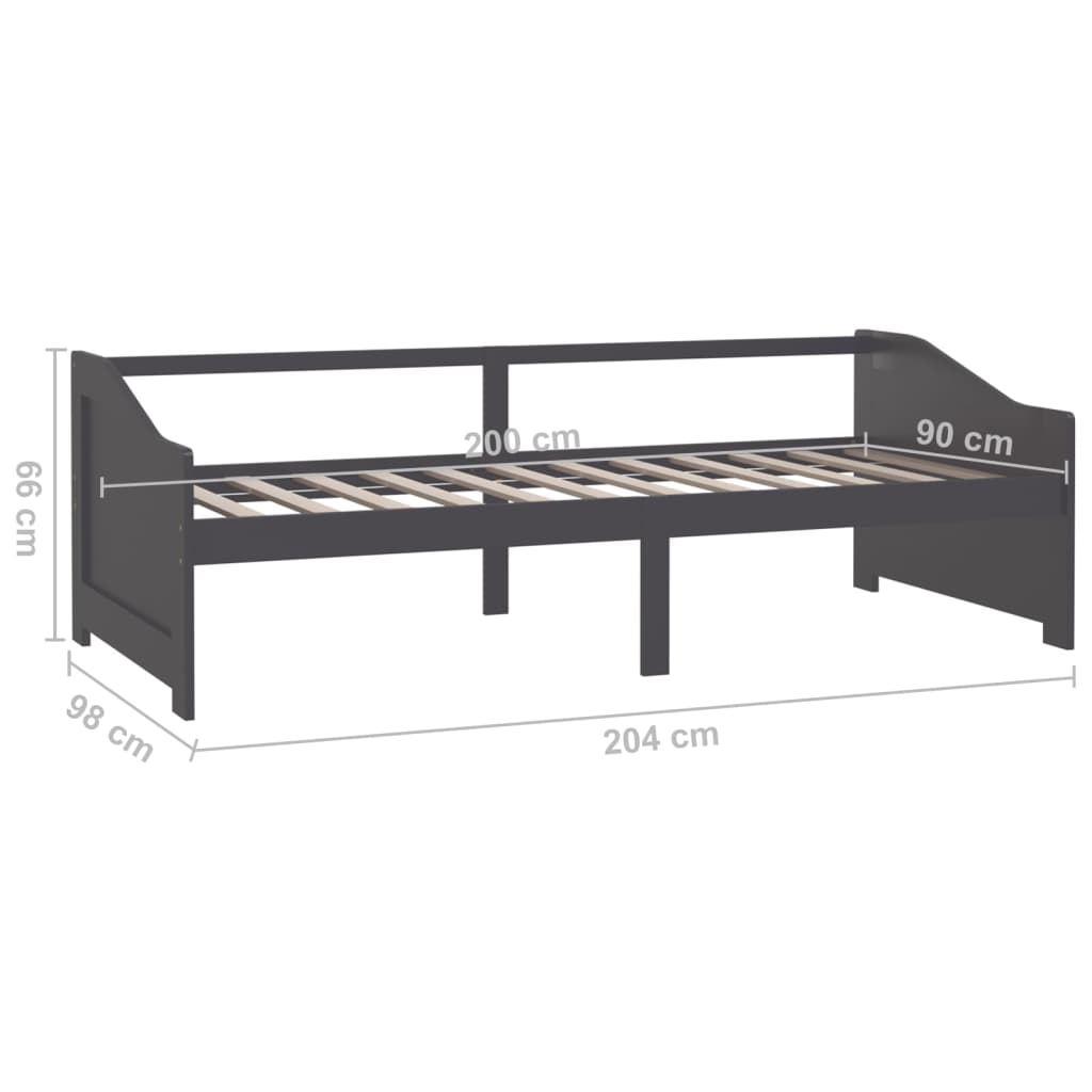 Päivävuode 3-istuttava tummanharmaa täysi mänty 90x200 cm - Sisustajankoti.fi