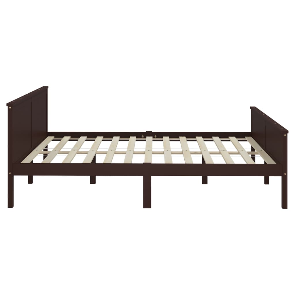 Sängynrunko tummanruskea täysi mänty 200x200 cm - Sisustajankoti.fi